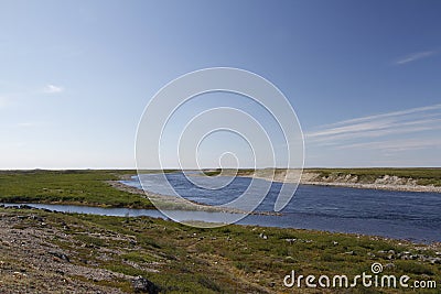 Looking across Maguse River north of Arviat Stock Photo