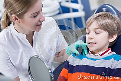 Looking at actual dentition Stock Photo