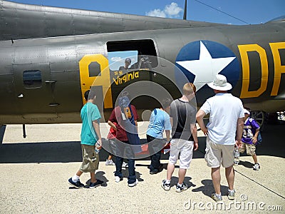 Looking at the B17 Bomber Editorial Stock Photo