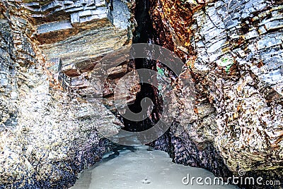 Looking into a beach cave. Stock Photo