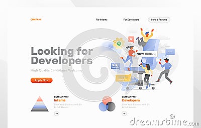 Looking for Developers Web Page Vector Illustration