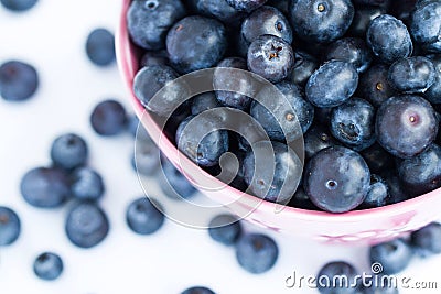 A Close Up Bowlful Of Blueberries Stock Photo