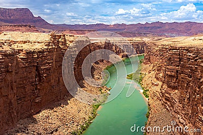 Looking Down at the Colorado River from the Navajo Bridge Stock Photo