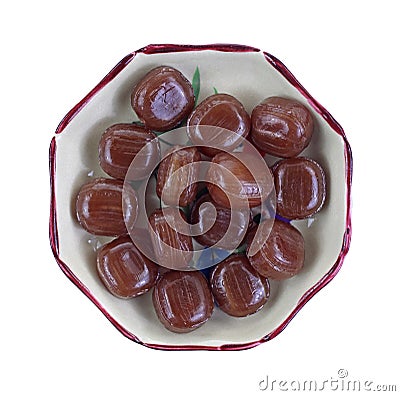 Chocolate Mint Hard Candy in Dish Stock Photo