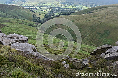 Looking down on Grindsbrook Clough from Upper Tor area Stock Photo