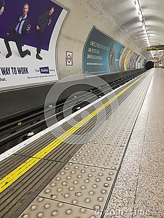 London Underground Tube Station Platform - Chancery Lane Editorial Stock Photo