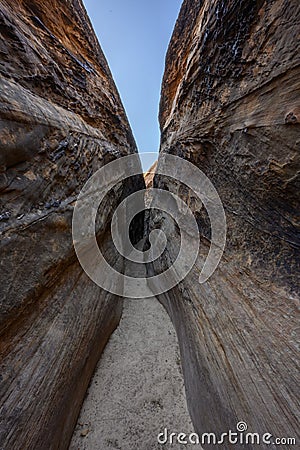 Looking Down Slot Canyon Stock Photo