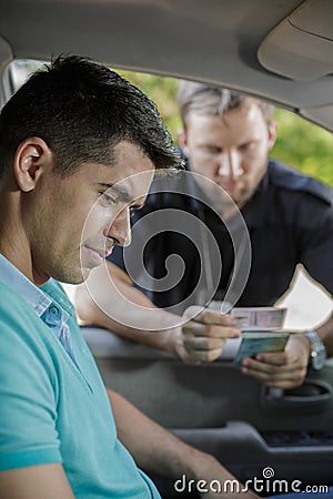 Looking at driving licence Stock Photo