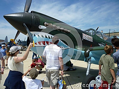Looking at the Flying Tigers P40 Editorial Stock Photo