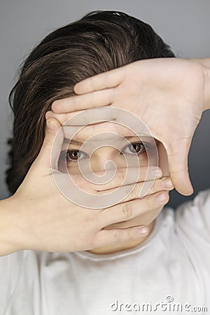 Looking through hand hole Stock Photo