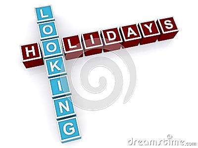 Looking, holidays spelled in blocks Stock Photo