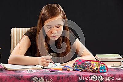 Looking at Homework Stock Photo