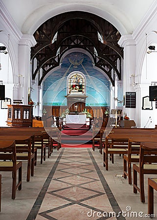 Looking from the nave to the chancel and altar at Holy Trinity c Editorial Stock Photo