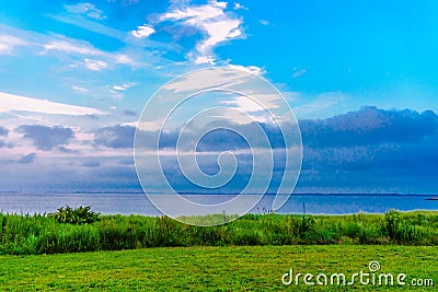 Looking ocean view form the shore Stock Photo