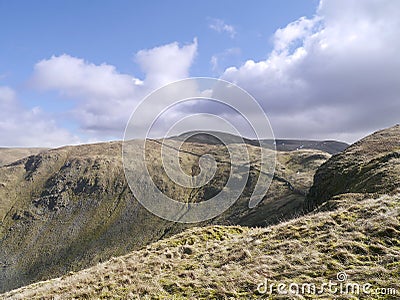 Looking over head of Bannerdale valley, Lake District Stock Photo