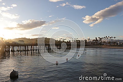 Stearns Wharf Sunset Santa Barbara California Stock Photo