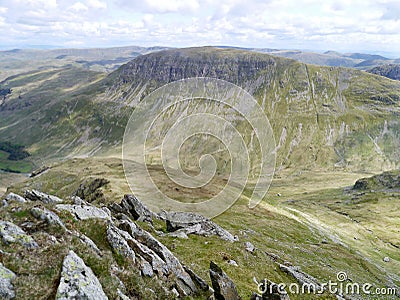 Looking over to St Sunday Crag from arete on Nethermost Pike Stock Photo