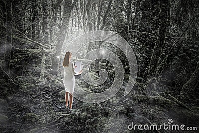 Looking for quiet place. Mixed media . Mixed media Stock Photo
