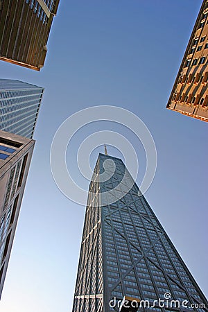 Looking skyward at the former Hancock Tower in Chicago, Illinois Editorial Stock Photo