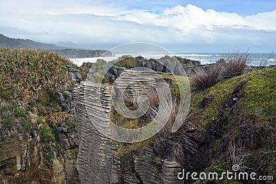 Looking South From Punakaiki Rocks towards Greymouth, New Zealand. Stock Photo