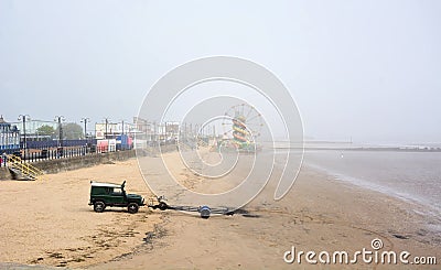 Cleethorpes Beach on a misty morning. Lincolnshire. UK Editorial Stock Photo