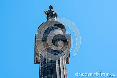 Looking up at Column of Lord Wilberforce anti slavery campaigner Stock Photo