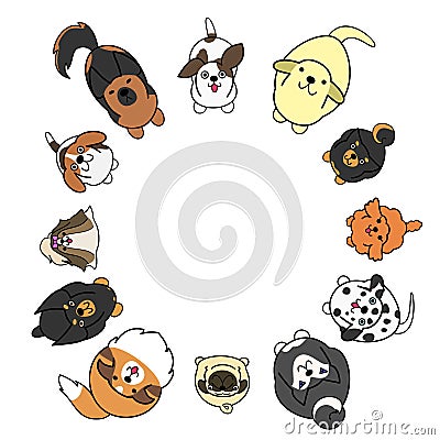 Looking up dogs in circle with copy space Vector Illustration