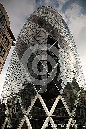 Looking up at the Gherkin London Stock Photo