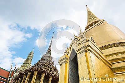 Looking up at gold pagoda Temple of the Emerald Buddha,Grand pal Stock Photo