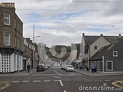 Looking up Gray Street towards the large Townhouses at Forthill on a dull day in Broughty Ferry. Editorial Stock Photo