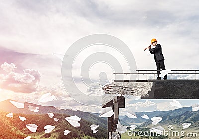 Looking up for new ways of problems solution. Stock Photo