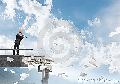 Looking up for new ways of problems solution. Stock Photo