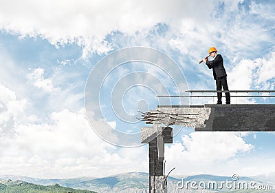 Looking up for new ways of problems solution. Stock Photo