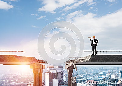 Looking up for new ways of problems solution. Stock Photo