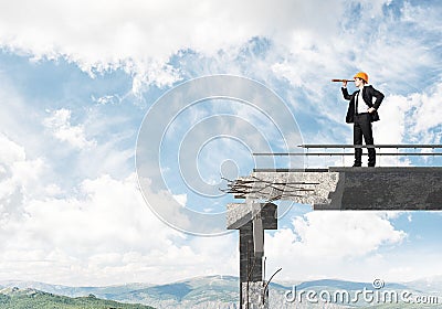 Looking up for new ways of problems solution. Stock Photo