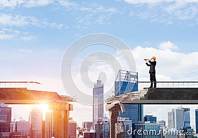 Looking up for new ways of problems solution. Stock Photo