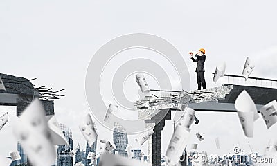 Looking up for new ways of problems solution. Stock Photo