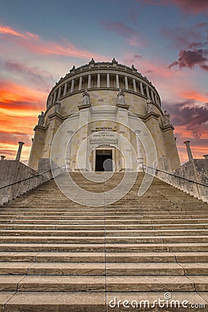 Looking up to the gate of the Liberation Hall on Michelsberg, a historic and popular sight near Regensburg, Bavaria, Germany Stock Photo