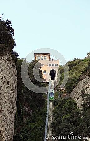 Funicular tram, Montserrat monastery Stock Photo