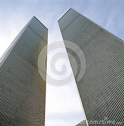 Looking Up at World Trade Center Towers Editorial Stock Photo