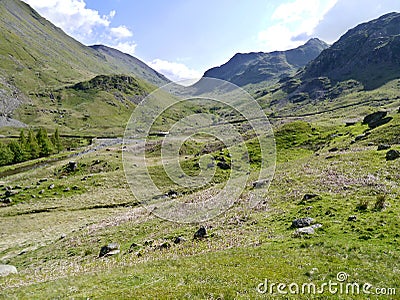 Looking westwards down the Grisedale valley, Lake District Stock Photo
