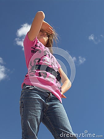 Lookout girl Stock Photo