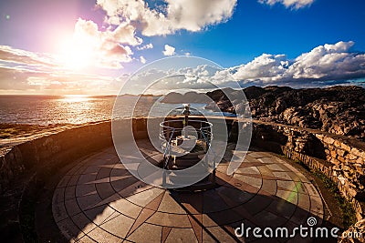 Lookout Lindesnes Fyr Lighthouse, Beautiful Nature Norway Stock Photo