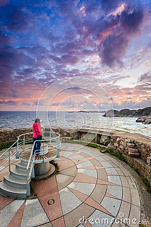 Lookout at Lindesnes Lighthouse in Norway Stock Photo