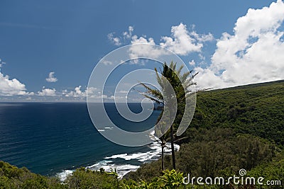 Lookout over Pololu Point with Pacific horizon in the background Stock Photo