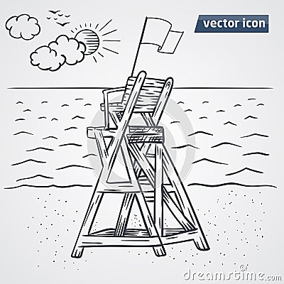 Lookout tower on beach vector Vector Illustration