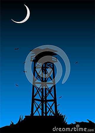 Lookout tower silhouette Vector Illustration