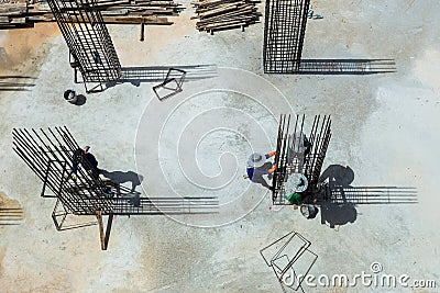 Construction worker steel frame. Stock Photo