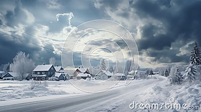 Snowstorm approaches, heading to the suburban community soon.AI Generated Stock Photo