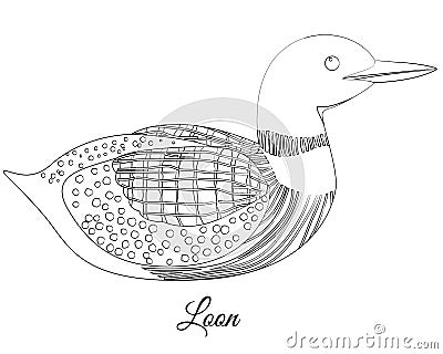 Loon bird coloring. Vector image Cartoon Illustration